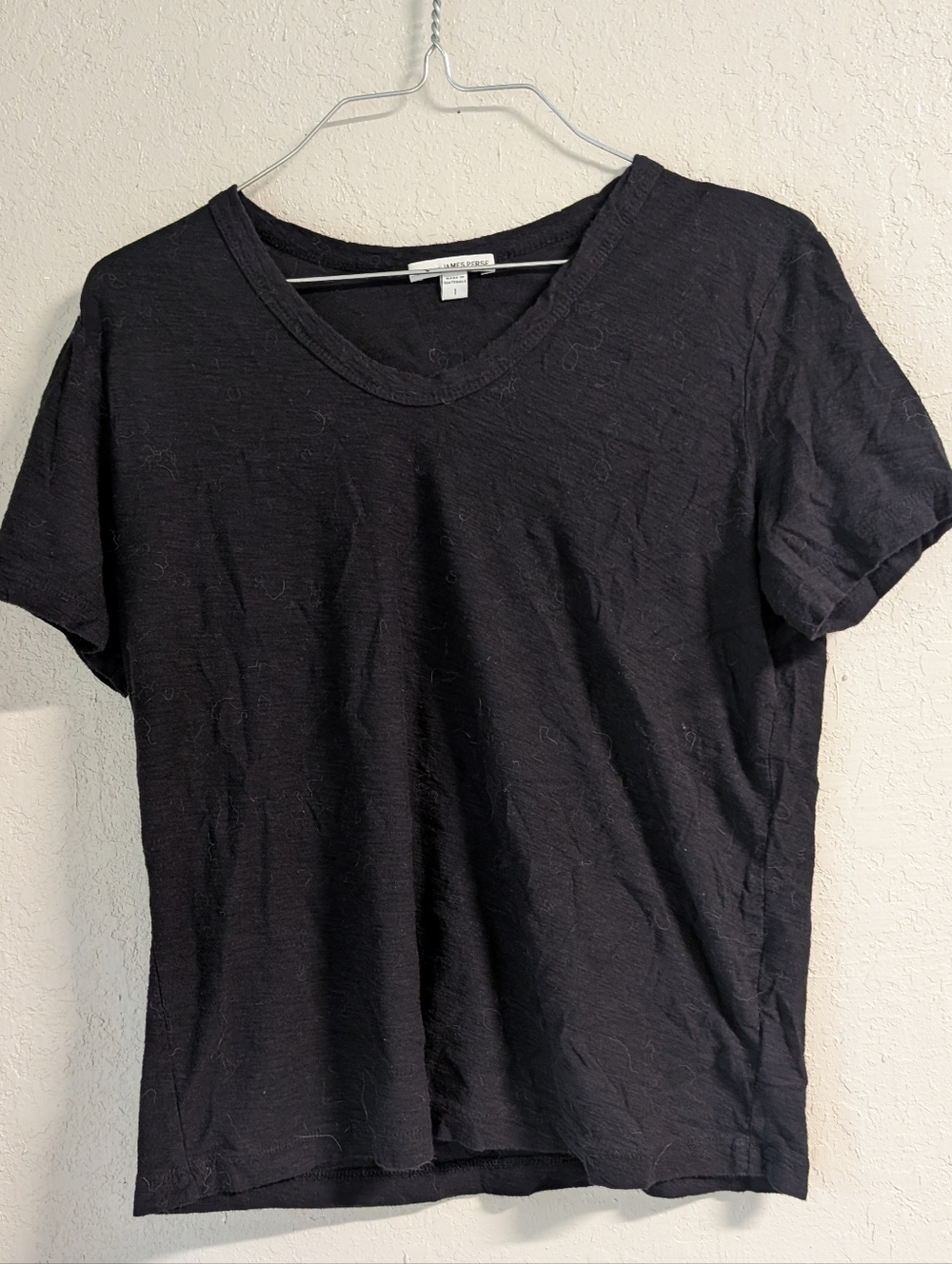 James Perse Slub Jersey Shrunken Tee 1 Small Black Luxury Classic Elevated Basic